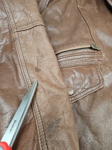 Vintage Distressed Leather Flight Aviator Jacket Bomber Roundtree & York Sz L - Picture 9 of 15