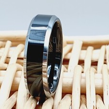 Men Women Tungsten Carbide Wedding Band Ring 6mm Comfort Fit Beveled Edges Ring