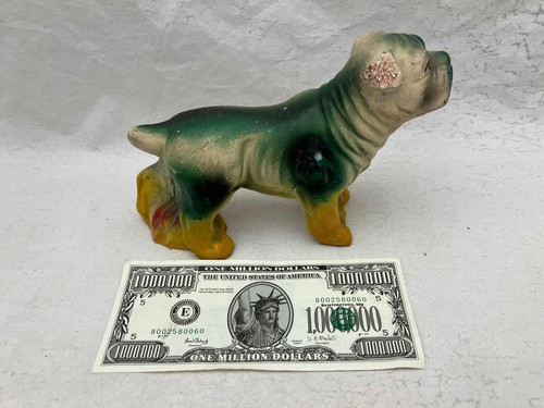 Small Antique Chalkware / Plaster Carnival Dog 6.5" Long ENGLISH BULL DOG? - Picture 6 of 7
