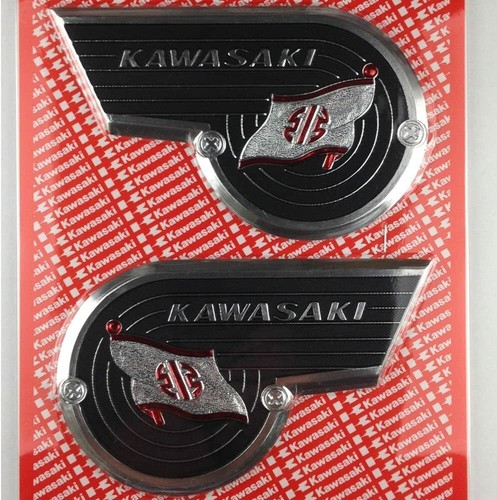 Pegatina emblema tanque marca río río KAWASAKI genuina reproducción años 60 - Imagen 3 de 4