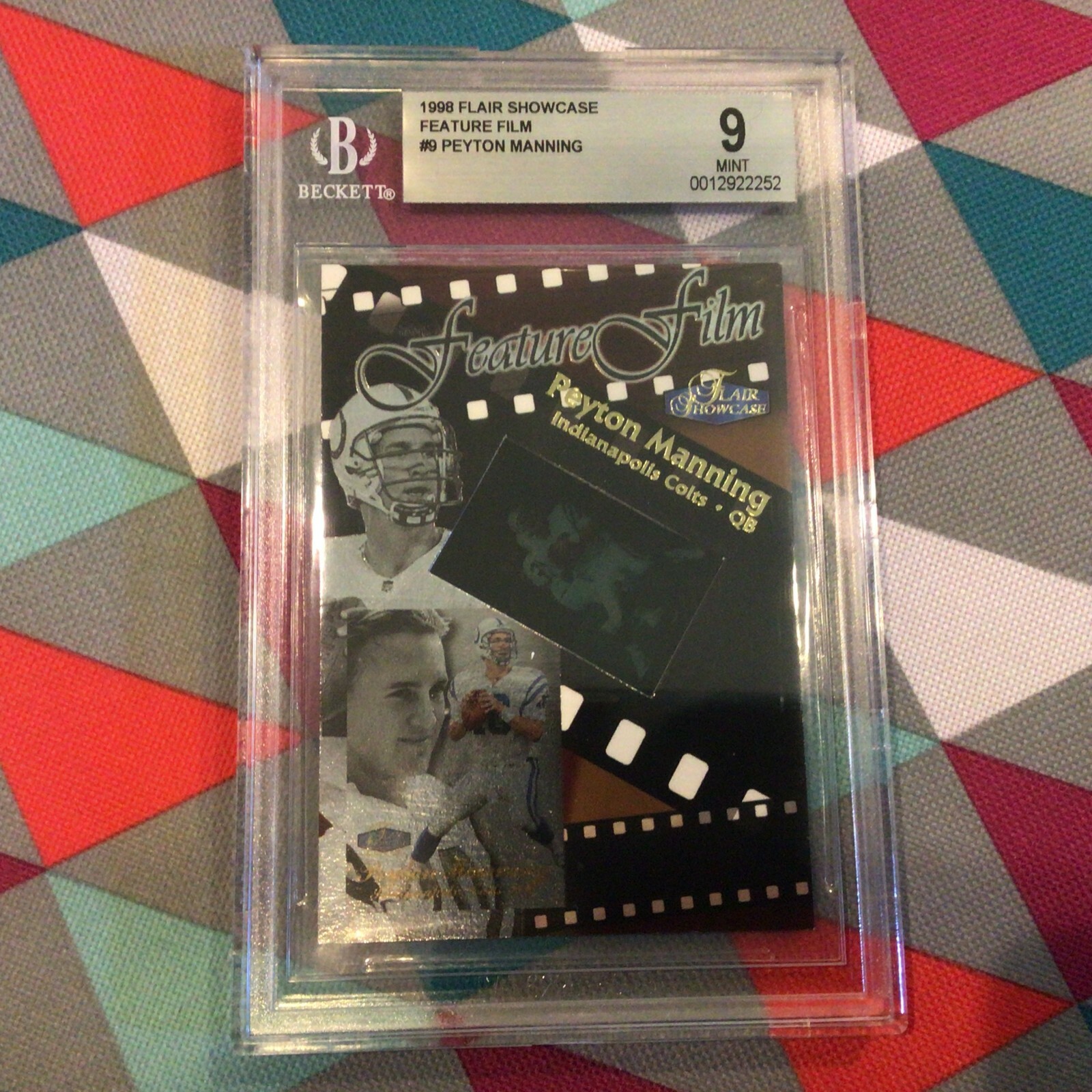 1998 Flair Showcase Feature Film Peyton Manning #9 Colts RC BGS Mint 9 SSP Rare