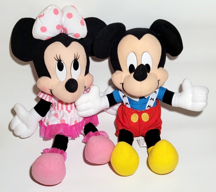 Vtg Mattel Disney Mickey Mouse and Minnie Plush 13” Suspenders