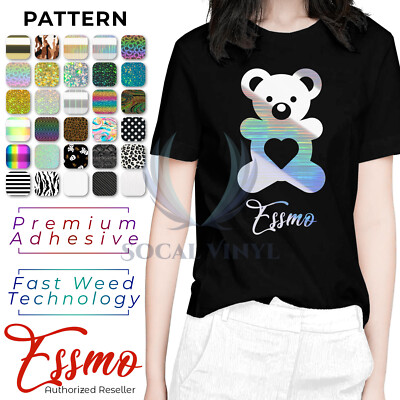 ESSMO  Patterns Heat Transfer Vinyl HTV T-Shirt 20'' Wide Roll Iron Heat Press