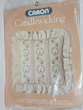 Rose Blossom Stripe Pillow 1984 CARON Candlewicking Kit 6031 14x14 Inch w/Ruffle