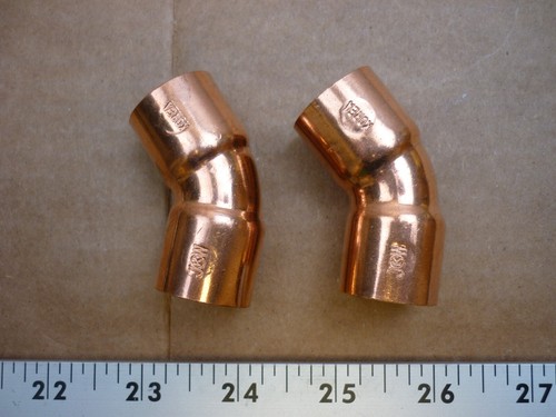 3/4" Copper Elbow 45 Degree (Pack of 2, Brand Varies)