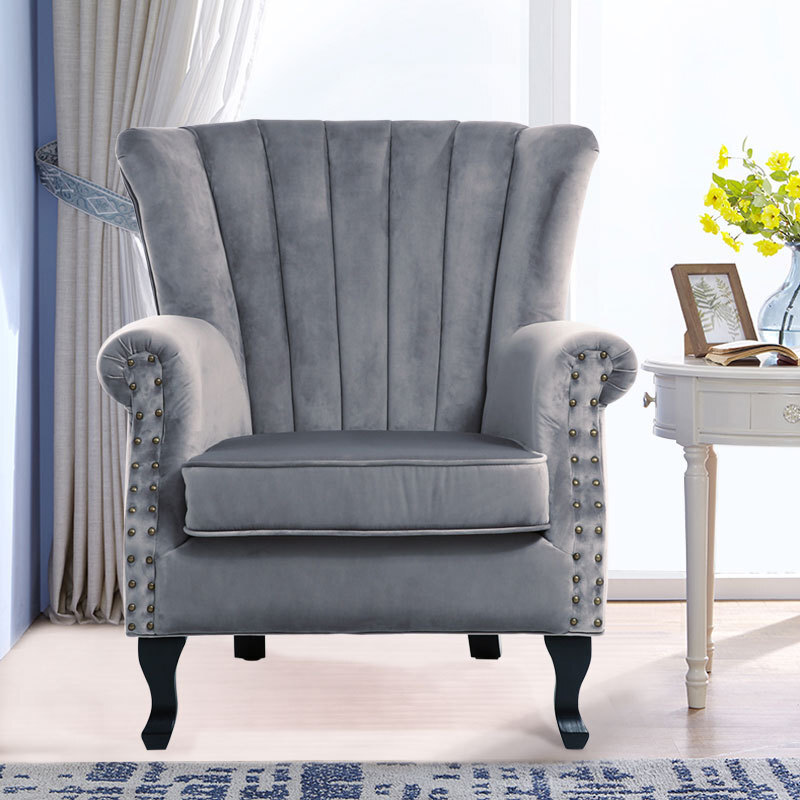 Upholstered Cocktail Tub Chair Bedroom Scallop Oyster Back Velvet