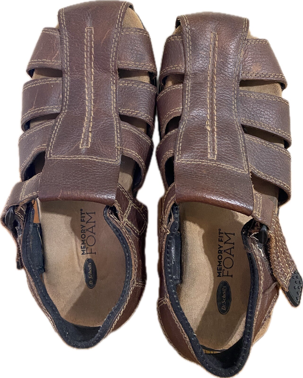 Dr. Scholls Camden Men Shoes Brown 9 M Leather Casual Fisherman Hiking Sandals