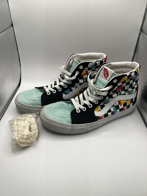 VANS Custom 90s Style Saved By The Bell Checkerboard Sk8-Hi Lace Up M8W9.5