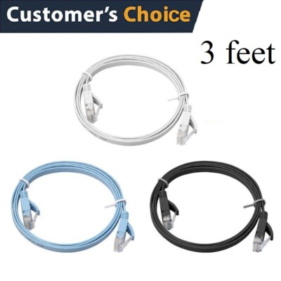3FT 3feet Flat CAT6 RJ45 Ethernet Network LAN Cable UTP Patch Cord Modem Router