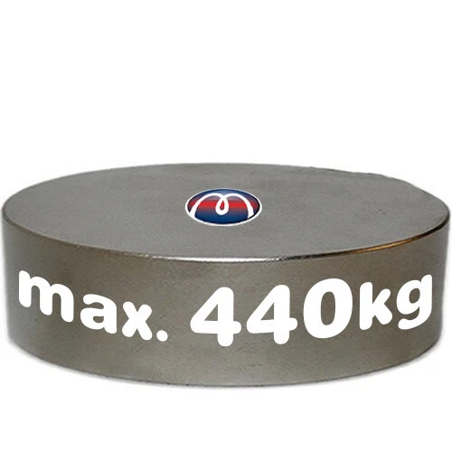 Scheibenmagnet / Rundmagnet Ø100x20mm – Neodym N45 (NdFeB) Nickel - hält 440 kg