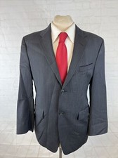 Calvin Klein Men's Dark Gray Stripe 100 Wool Blazer 38S 495 Two Button