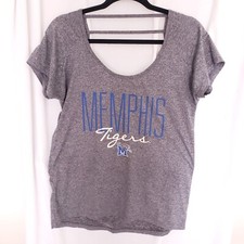 Rivalry Threads 91 Woman Grey Scoop Neck Memphis Tigers Top Size S