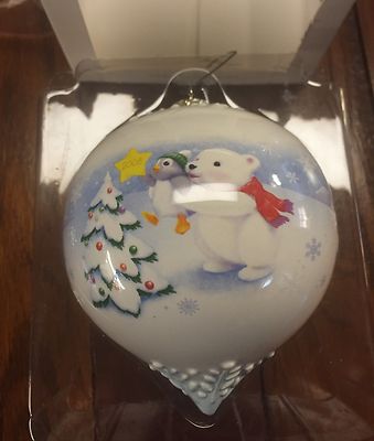 2008 Hallmark Ornament ~  Adding the Final Touch ~ MIB ~ Bear Star Tree Ceramic