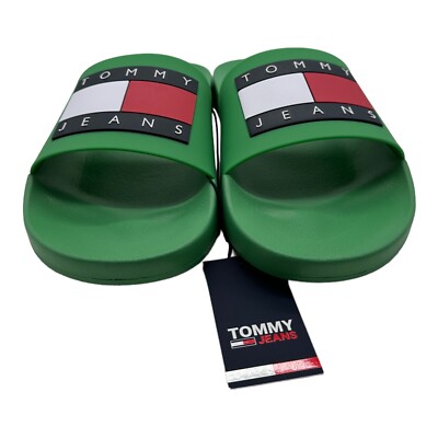 Men\'s Tommy Hilfiger Jeans Flag Pool Slide Sandals Green US Size 11.5 NEW IN BOX Men main image 3