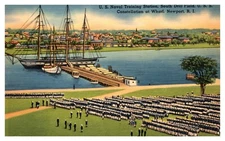 Newport RI US Naval Training Station Drill Field USS Constellation Postcard