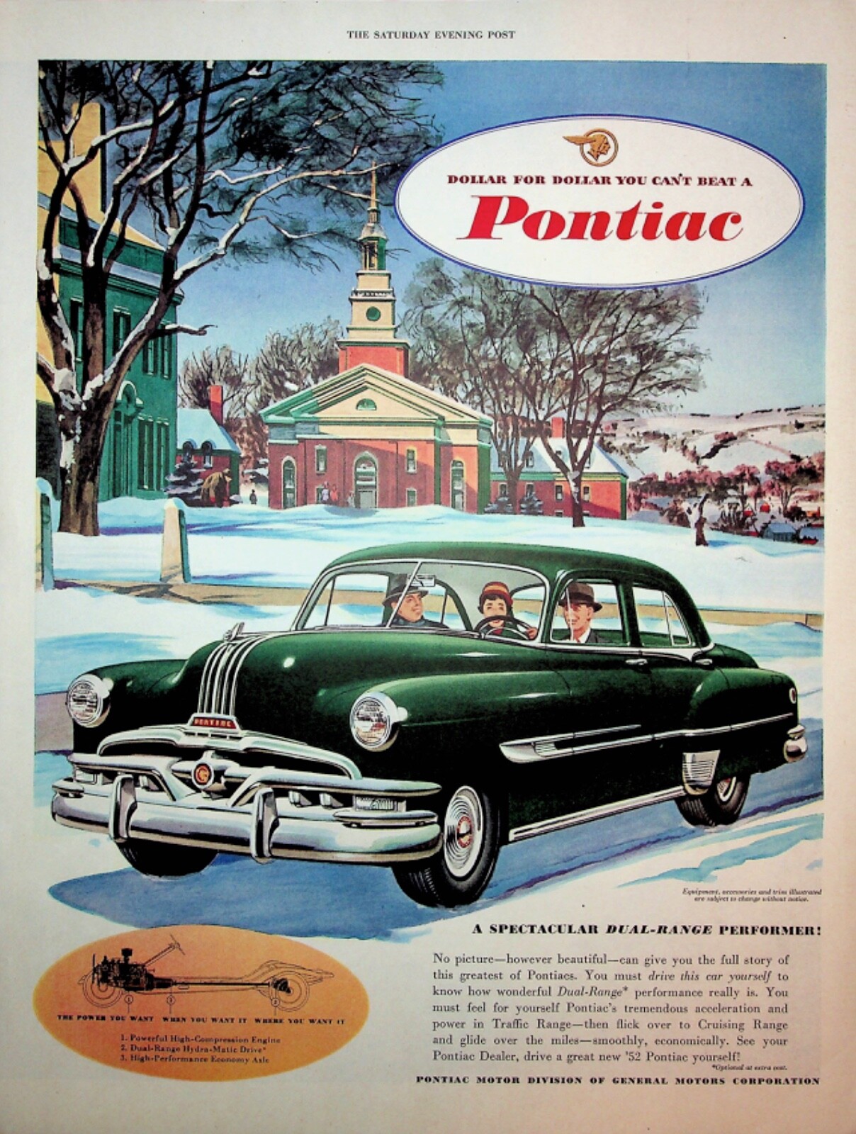 Original Pontiac 1952 "spectacular dual range prefromance" Paper Ad