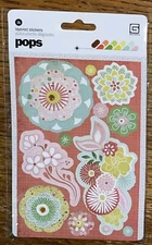 Basic Grey ~ Nook & Pantry Pops~ Layered Flowers Card Embell Scrapbook Stickers