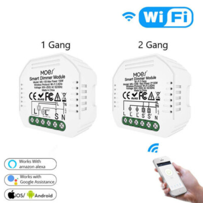 1/2/4X WiFi Wireless Switch Modul Smart Dimmer Lichtschalter Alexa Google Tuya