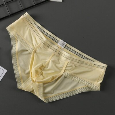 3Pack Men's Thin Panties Ice Silk Low-Rise Underwear U Pouch Boxers Shorts