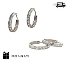 14K White Gold Huggie Hoop Earrings