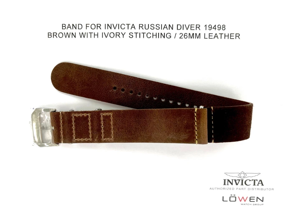 Auténtica correa de reloj Invicta Russian Diver 19498 cuero marrón 26 mm Foto 2 de 3