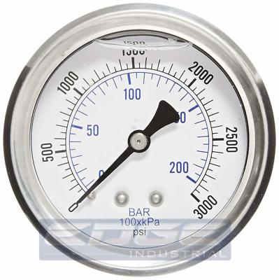 #ad #ad LIQUID FILLED PRESSURE GAUGE 0 3000 PSI 2.5quot; FACE 1 4quot; BACK MOUNT WOG $22.00