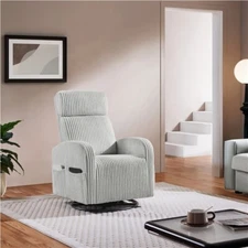 360° Swivel Glider Chair Nursing Rocker Chair for Nursery Room, Light Gray