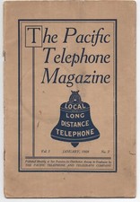 Rare 1908 Volume 1 # 7 Issue of Pacific Telephone Magazine San Francisco CA
