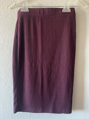 Forever 21, Women's Burgundy Stretchy Ribbed Pencil Skirt, Size S