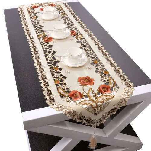Mesa de comedor de encaje floral bordada alfombra tapetes boda fiesta decoración del hogar - Imagen 45 de 50