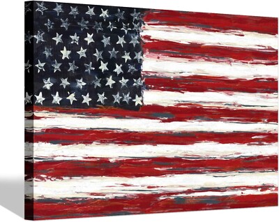 NEW The American Old Glory Rustic American US Flag Patriotic On Canvas