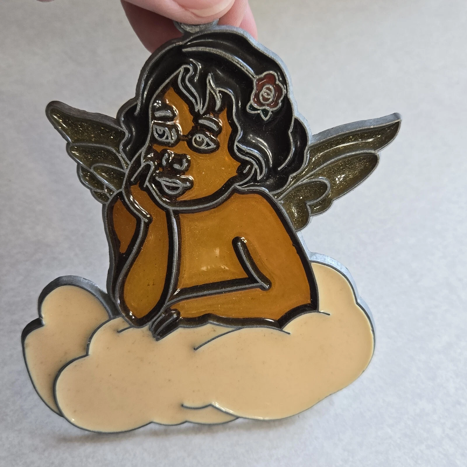 Angel Cherub Suncatcher or Ornament Stained Glass Style Acrylic