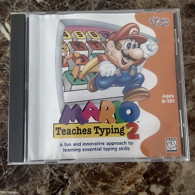 Mario Teaches Typing 2 Instructional Nintendo RARE OOP PC 1996 CD