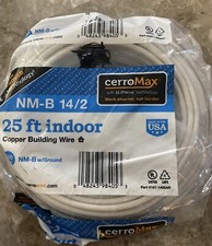 Cerrowire 147-1402AR 25-Feet 14/2 NM-B Solid with Ground Wire, White. Cir