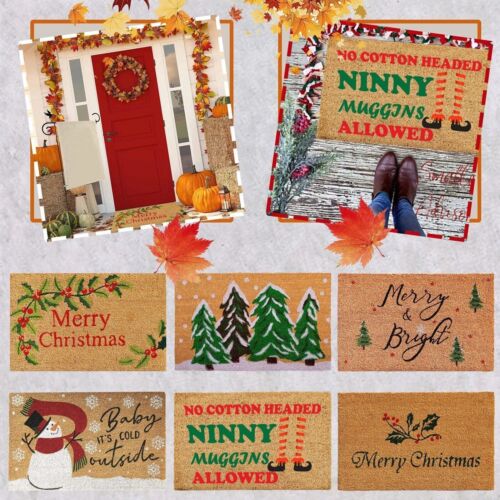 Christmas Doormat Outdoor Carpet Ornament Decoration Home Party Supply Brown Red - Picture 1 of 24