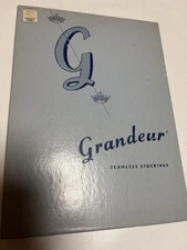 Seamless Vtg  Nylon Stockings (3 pr) NIB Grandeur 9 1/2 Navy 2, Patterned Brown