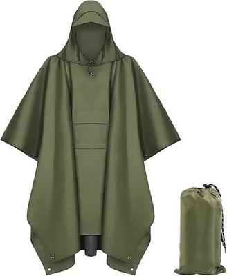 3-in-1 Regenponcho wasserdicht atmungsaktiv Herren mit Tasche für Camping Wander