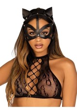 Studded Black Cat Mask
