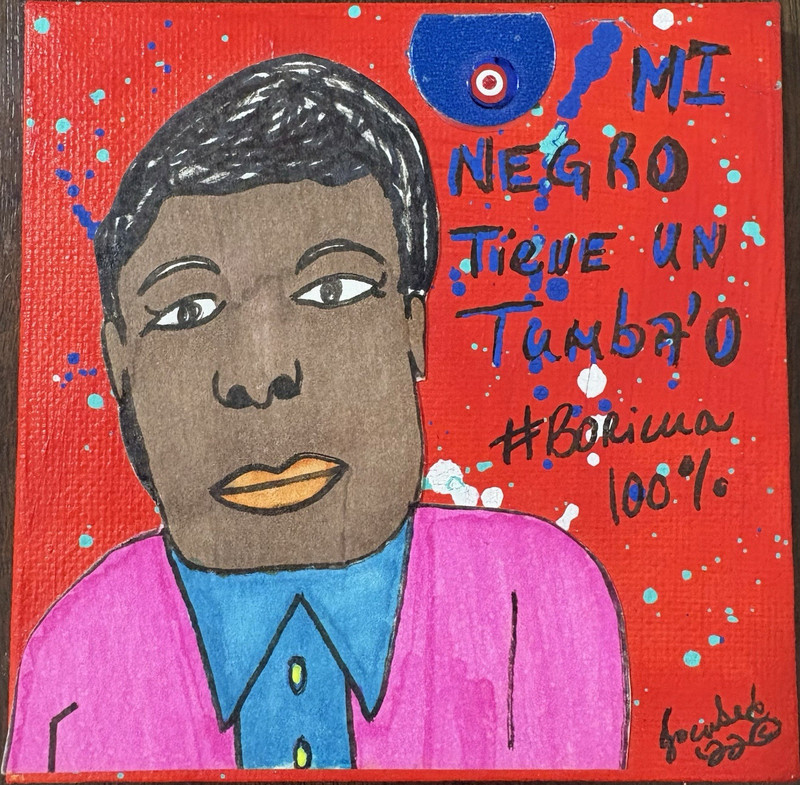original portrait acrylic painting El negro Boricua OOAK Unique piece of art 