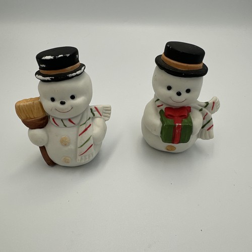 (2) Vintage Schneemann Figur Keramik Weihnachten Feiertag Deko Made in Sri Lanka - Bild 1 von 7