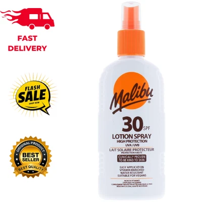 Malibu Sun SPF 30 Lotion Spray, High Protection Sun Cream, Water Resistant 200ml