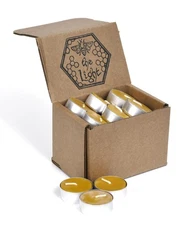 Pure Beeswax Tealights Pack of 24 Unscented Tea Lights with Light Natural Honey