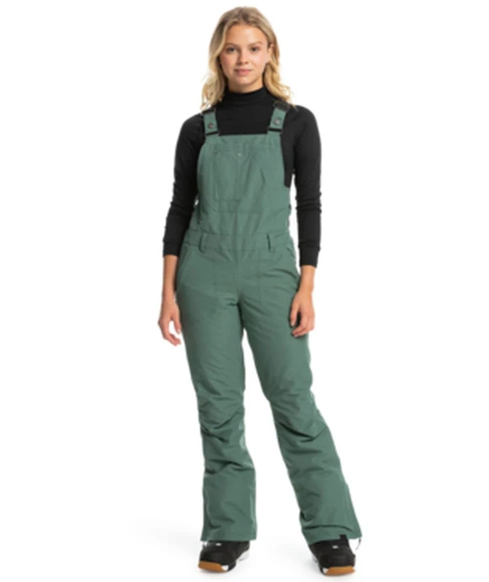 Roxy Womens Rideout Snow Bib Medium Waterproof Ski Snowboard Dark Forest