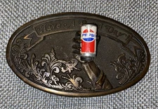 Vintage 1977 Have A Pepsi Day Advertising Belt Buckle 3D Figural Hand Can Adezy