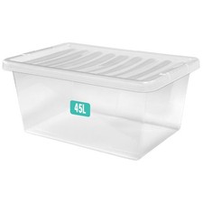 Image of Clear Plastic Storage Boxes Box With Lids Home Office Stackable Multipurpose New