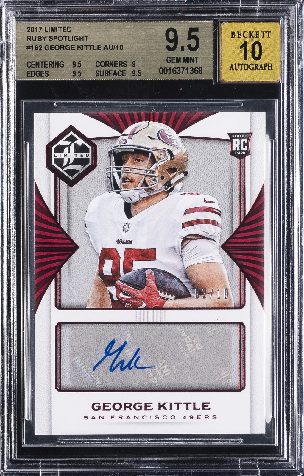 George Kittle Panini Limited #162 Autograph-Spotlight Gold