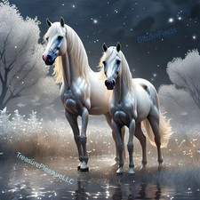 Digital Image Picture  Wallpaper Background Desktop Horses In Magical Trees