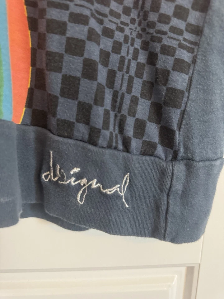 VINTAGE Desigual Babydoll Top T Shirt Sz M V Neck Colorful Bohemian BOHO Nice - Image 3 of 4