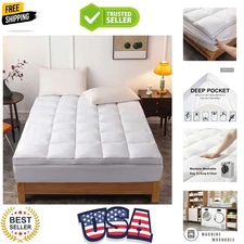 Mattress Topper Queen Size - Extra Thick Mattress Pad Cover - Pillow Top Deep...