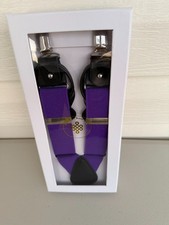 endless Knot elastic adjustable suspenders with bow tie/Purple